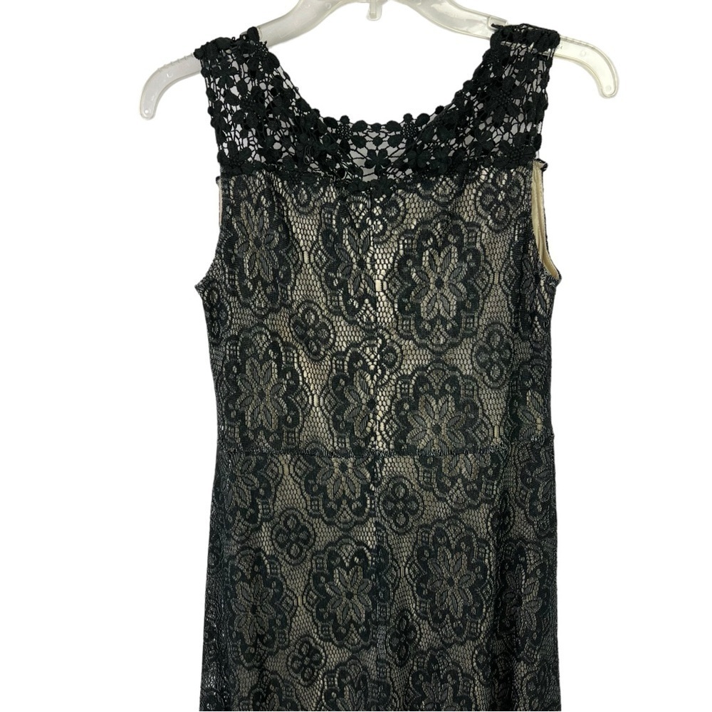 Mystree Women’s Evening/Career Dress Sz Medium Black With Tan Lining Sleeveless - Picture 4 of 15